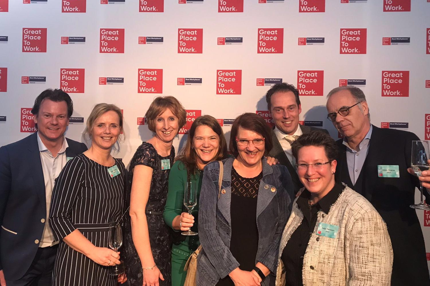 Het team van Dela eerder dit jaar bij de bekendmaking van beste werkgever van Nederland.