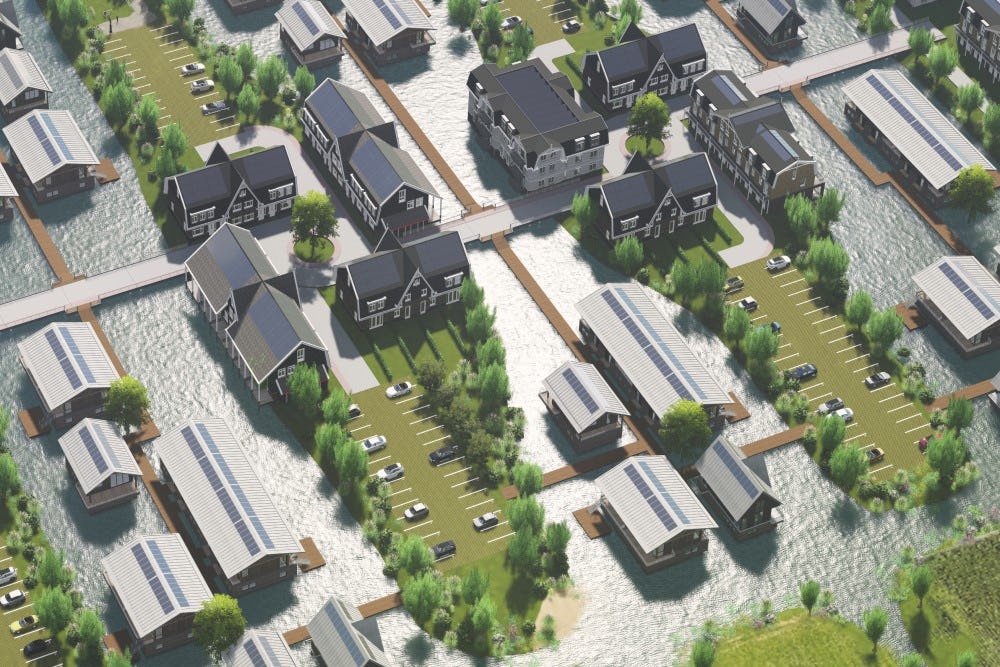 Plan voor de drijvende woonwijk Veenetië in Woerden