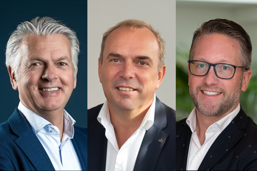V.l.n.r.  Bernardo Walta (commercieel directeur De Goudse), Rémon Chattellon (financieel directeur Nh1816) en Janwillem Swart (senior manager Commercie Nh1816)