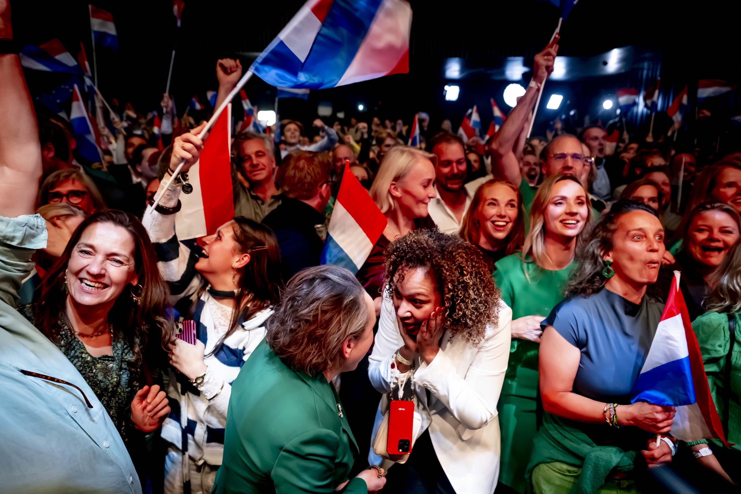 Vreugde bij D66 tijdens de uitslagenavond. Beeld: ANP