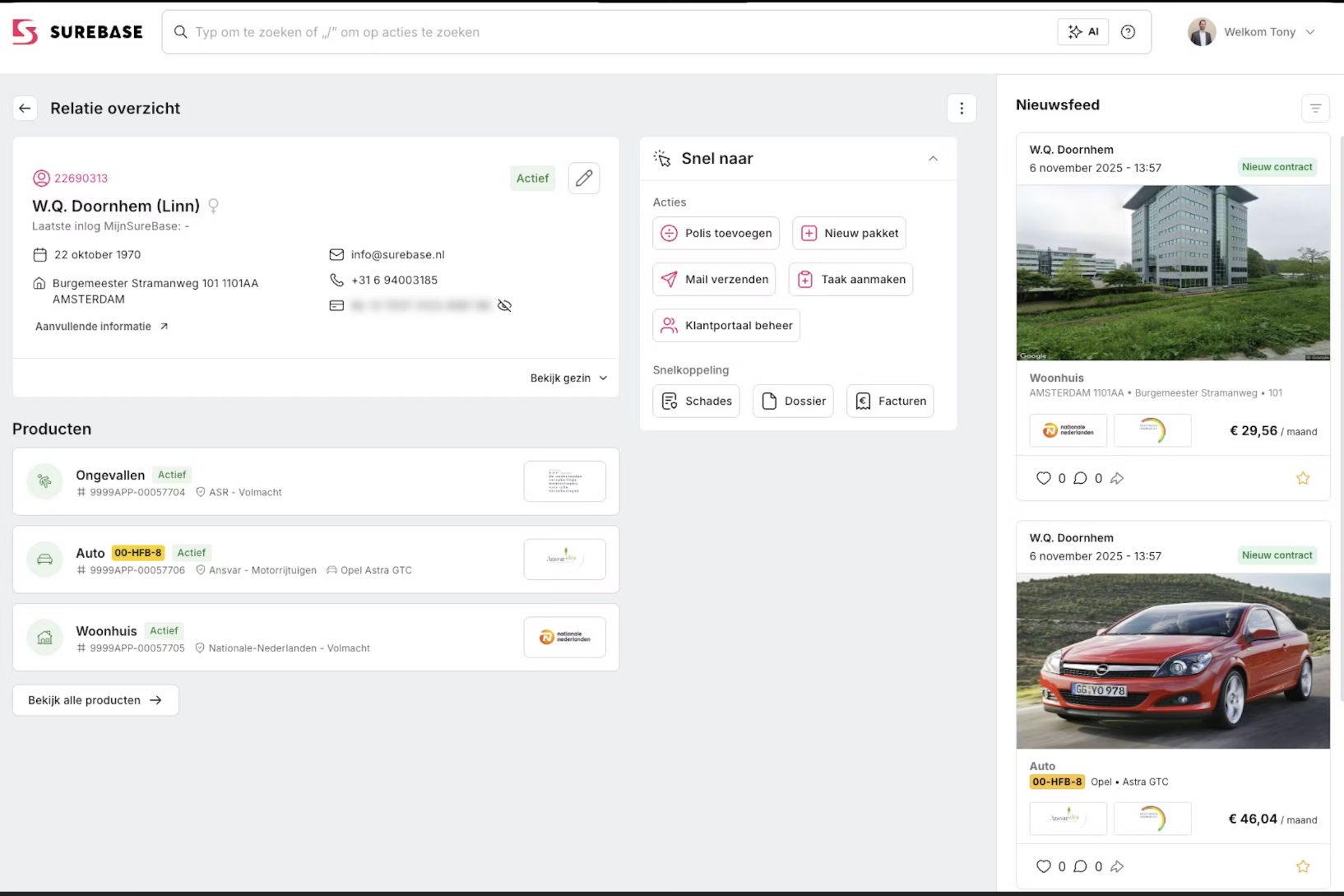 Impressie van volmachtplatform SureBase | Beeld: RISK