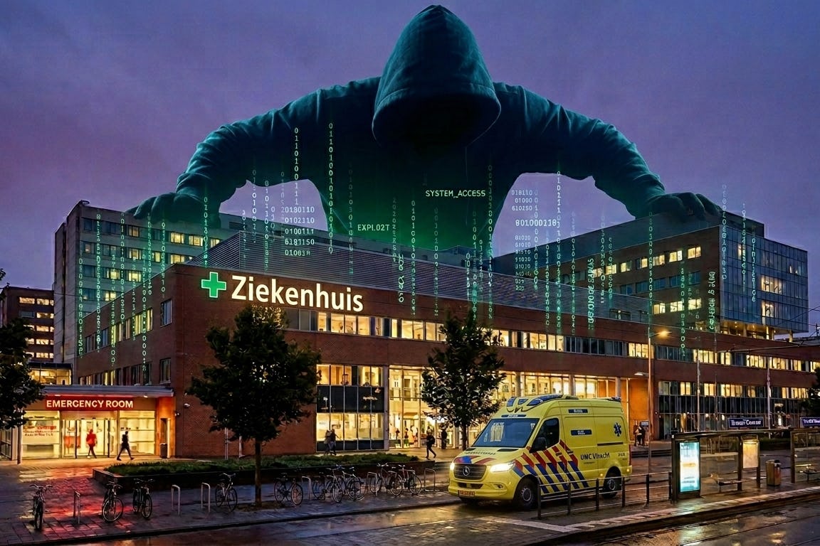 Hacker dreigend bij ziekenhuis | Afbeelding gemaakt met AI