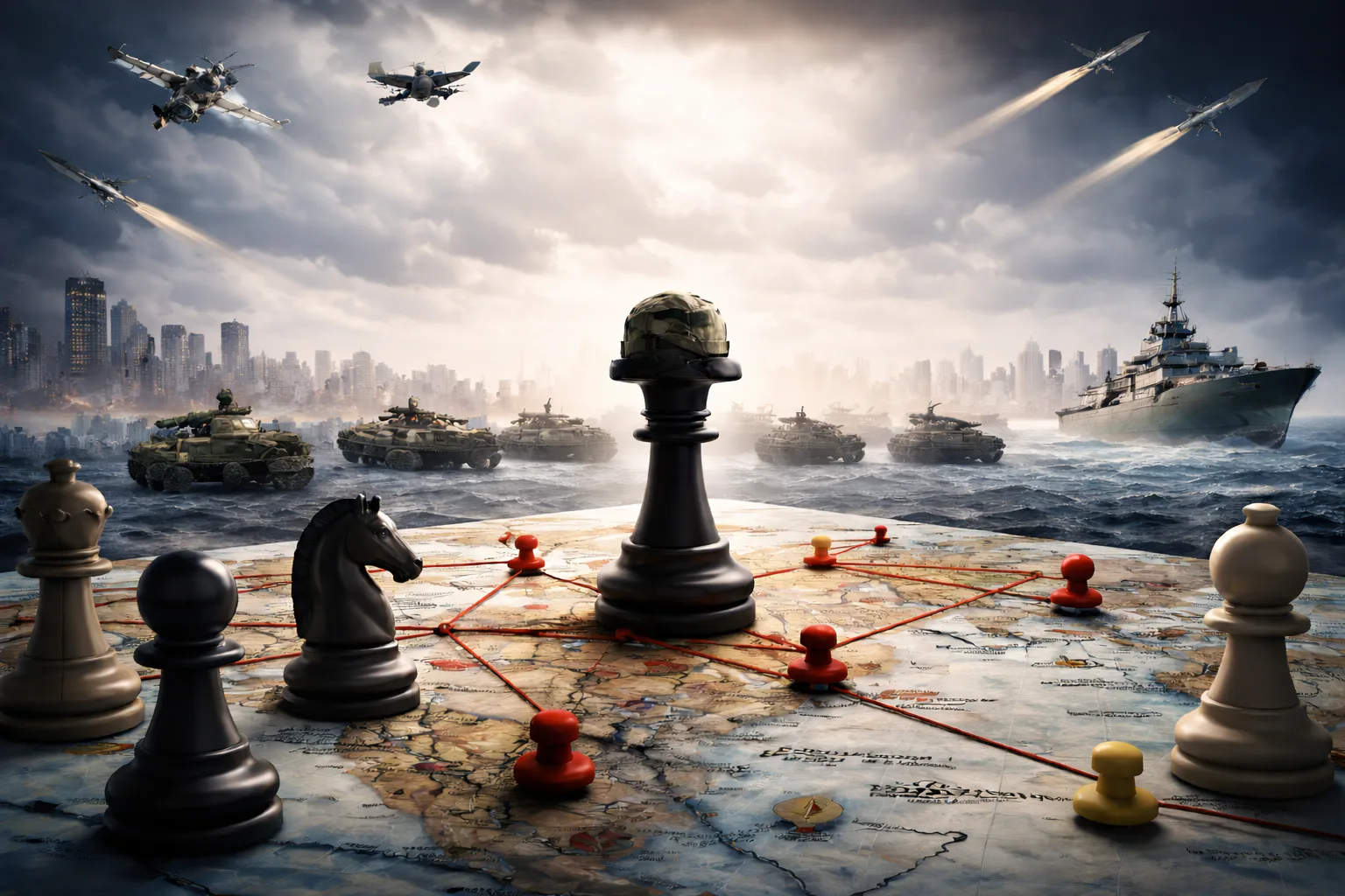 Geopolitiek speelveld (afbeelding gemaakt met behulp van AI)