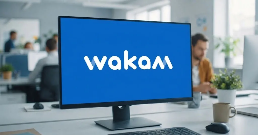 Bestaand logo Wakam, omgeving bewerkt met AI